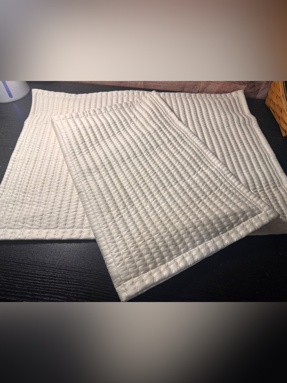 Macys Madison Park Collection white channel-stitched quilted pillow shams 20x28
